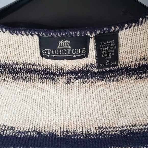 Structure Retro Cardigan 90s Sweater Button Vest Men XL Eclectic Grandpa V-Neck - Picture 8 of 16